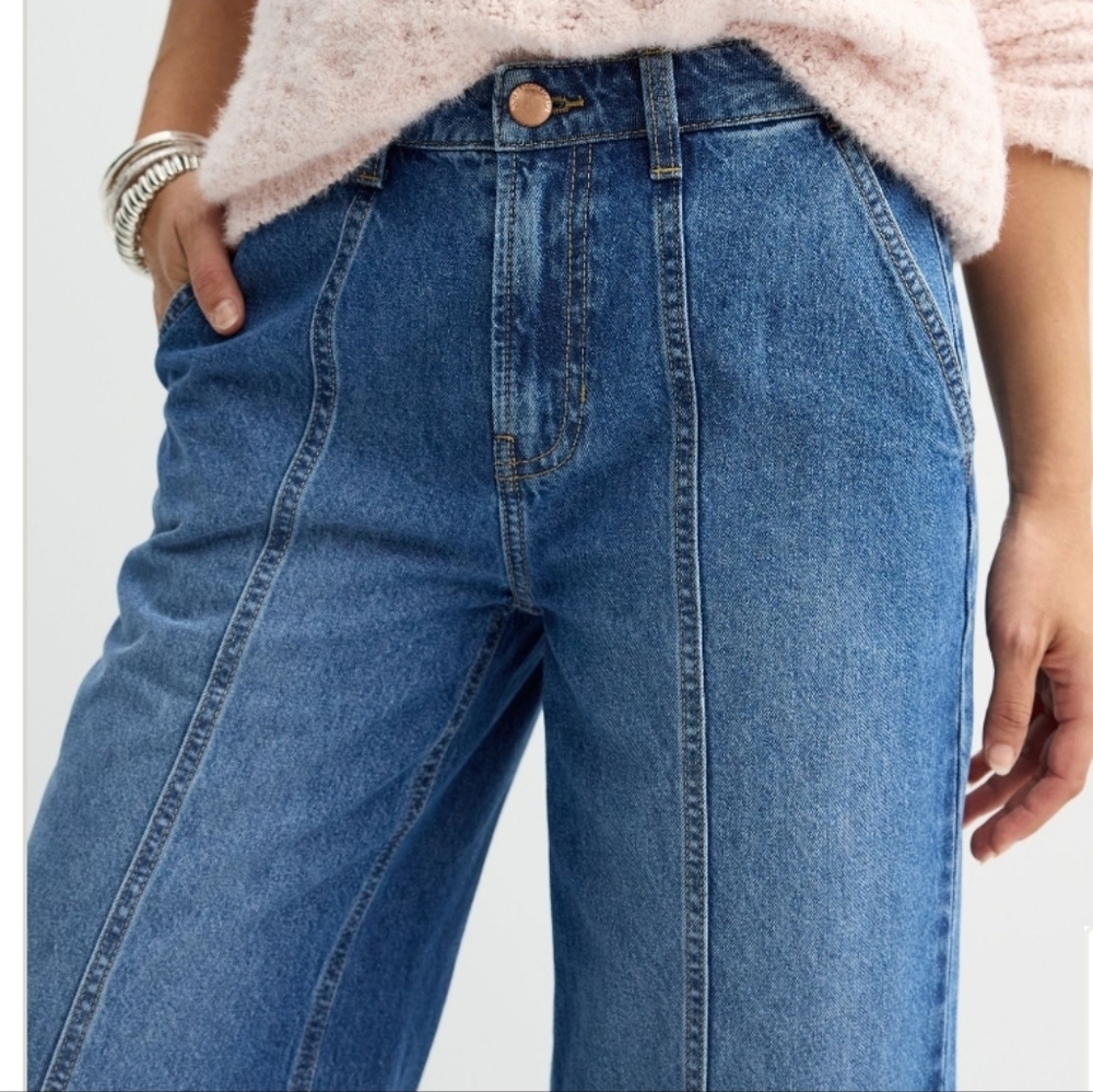 Wide Leg Blue Denim Jeans - Women - Picture 3 of 8